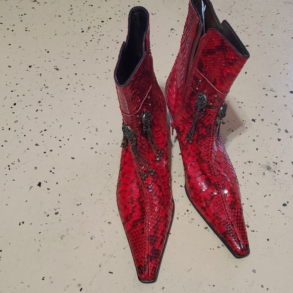 Helle Exclusive Red croco Boots Size 40 - Picture 3 of 8